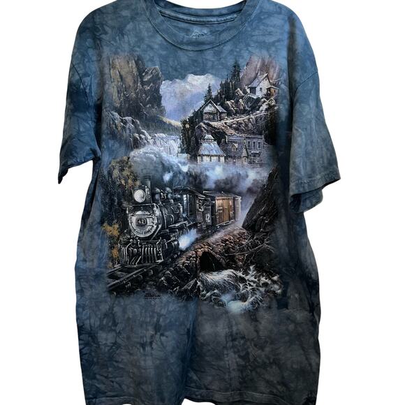 Vintage The Mountain 1998 Ted Blaylock, STEAM ENGINE TRAIN graphic tee, size Lg - Picture 5 of 6